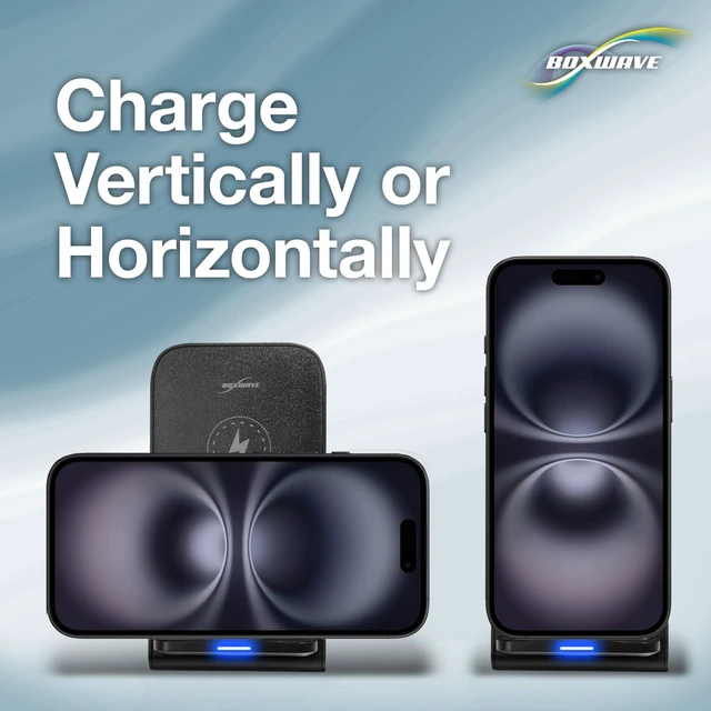 Alt view image 4 of 7 - BoxWave Charger Compatible with Xiaomi Mi 10 Pro - Wireless QuickCharge Stand (15W), Desktop Viewing Wireless Charging - Jet Black