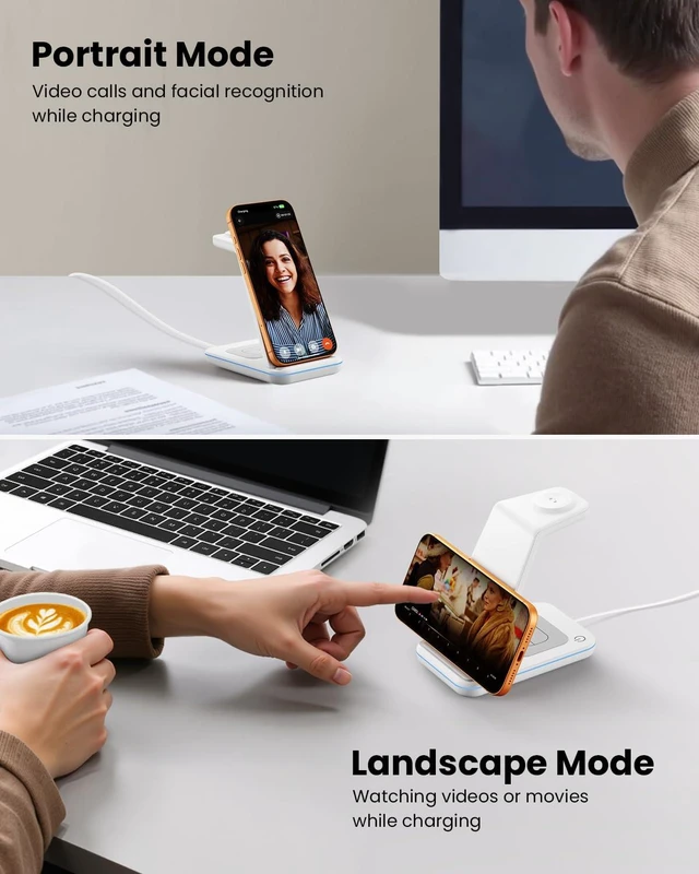Alt view image 19 of 20 - ENSFTF SIDEWAY Phone Charger 240W Silicone Cable with Detachable Stand - Universal Type-C, 90° Angle, 480Mbps Data Transfer Speed(orangeset-2Pcs)