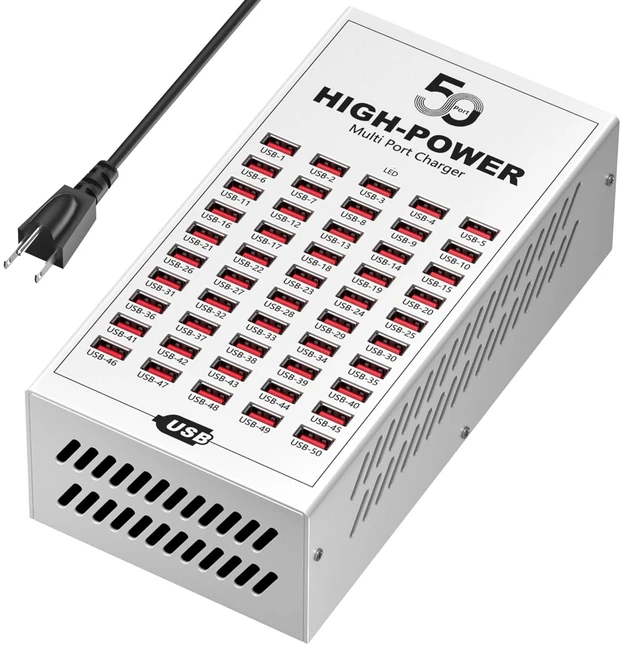 Main image of 200W USB Charging Station,50-Port High Power Fast Charger Block,Multiple Desktop Charging Station with Smart IC Protection,Multi Port USB Charger for Multiple Devices,Great for Classroom,Office & Shop