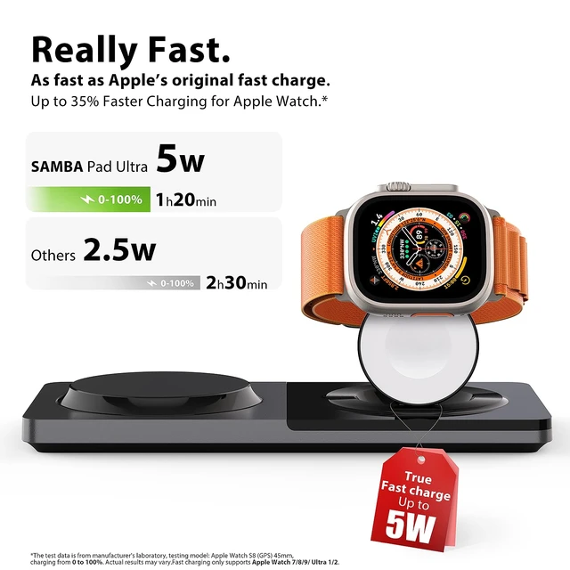 Alt view image 2 of 7 - PETINO 3 in 1 Wireless Charging Station for Apple Devices with MagSafe | For iPhone 17/Air/16/15/14/13/12, AirPods & Apple Watch, Foldable Portable Aluminum Charging Stand, Adapter Included