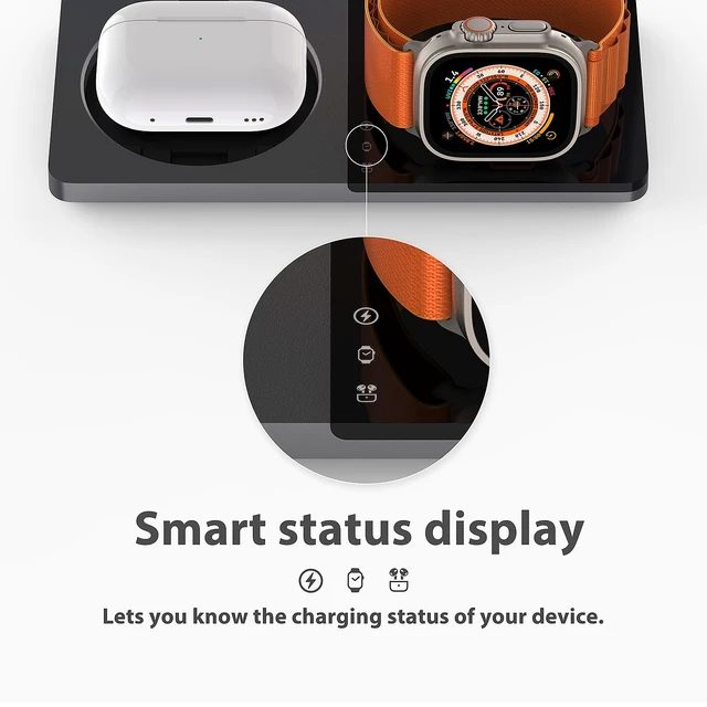 Alt view image 4 of 7 - PETINO 3 in 1 Wireless Charging Station for Apple Devices with MagSafe | For iPhone 17/Air/16/15/14/13/12, AirPods & Apple Watch, Foldable Portable Aluminum Charging Stand, Adapter Included
