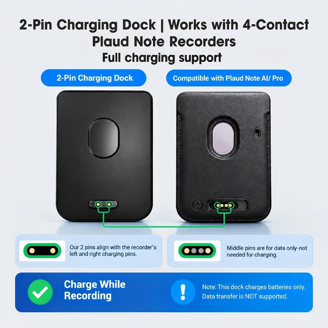 Alt view image 5 of 7 - Magnetic Charger Dock for Plaud Note Pro & Note AI, 2 Pin Magnetic Charging | Stand, USB-C Charging Cable, Plaid Plaud Replacement Charger, Compatible with Plaud Voice Recorder, Charge While Recording