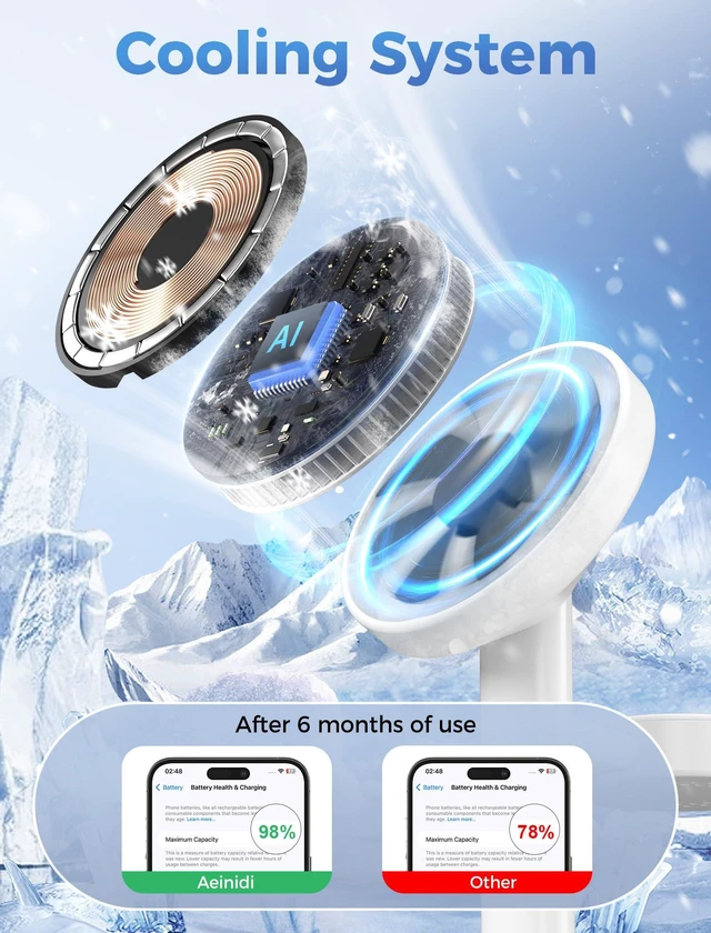 Alt view image 3 of 7 - Aeinidi 3 in 1 Magnetic Wireless Charging Station for Magsafe Charger Stand | 15W Fast Cooling Wireless Charger for iPhone 18 Pro Max Duo 17 16 15 14 13 12 Series Apple iWatch AirPods Pro 5 4 3 2