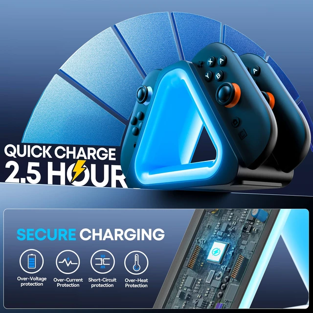 Alt view image 2 of 7 - Switch 2 Controller Charger, Switch 2 Joy con Charger, Joy con 2 Charging Docking Station, Ergonomics & Magnetic Fast Charger Dock Station with Charging Cable, DS Accessory Kits