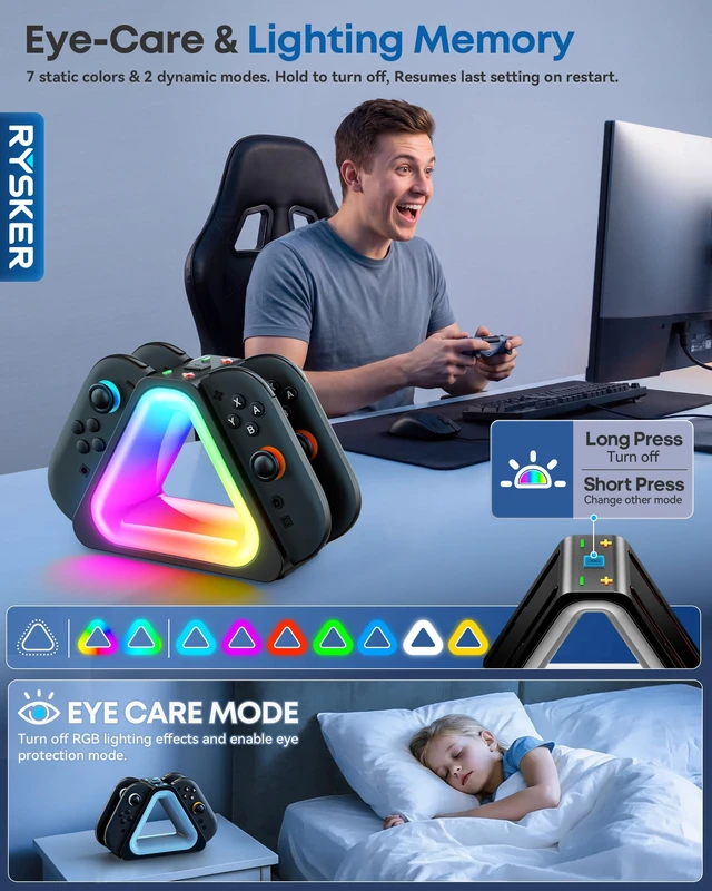 Alt view image 4 of 7 - Switch 2 Controller Charger, Switch 2 Joy con Charger, Joy con 2 Charging Docking Station, Ergonomics & Magnetic Fast Charger Dock Station with Charging Cable, DS Accessory Kits