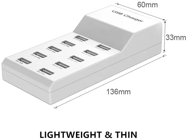 Alt view image 3 of 7 - USB Wall Charger USB Charging Station for Multiple Devices Smart Charging Power Hub for Multiple Devices 10 Port Desktop Charger Charging Station Secure Block Compact for iPhone iPad Phone
