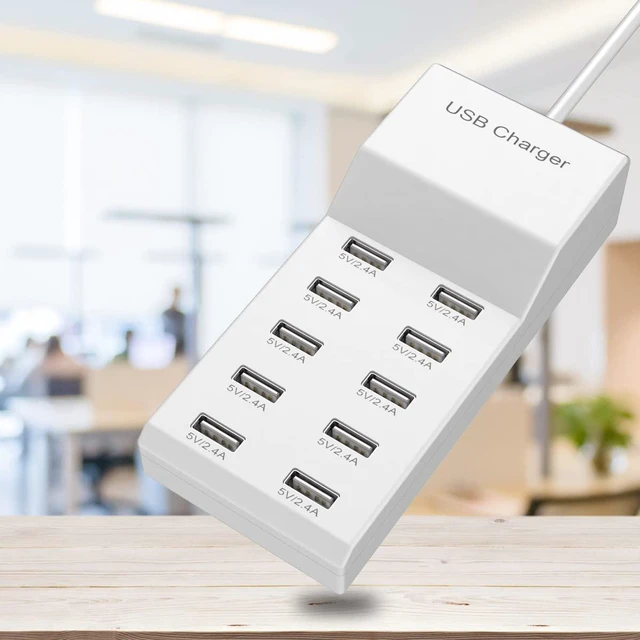 Alt view image 7 of 7 - USB Wall Charger USB Charging Station for Multiple Devices Smart Charging Power Hub for Multiple Devices 10 Port Desktop Charger Charging Station Secure Block Compact for iPhone iPad Phone