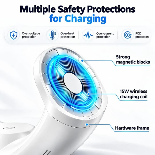 Alt view image 6 of 7 - 4-in-1 Magnetic Wireless Charger, RGB Night Light Moon Stand for iPhone | 15W Wireless Charging Station for iPhone, Apple Watch & AirPods, Moon Lamp Night Light with Multi-Device Charging