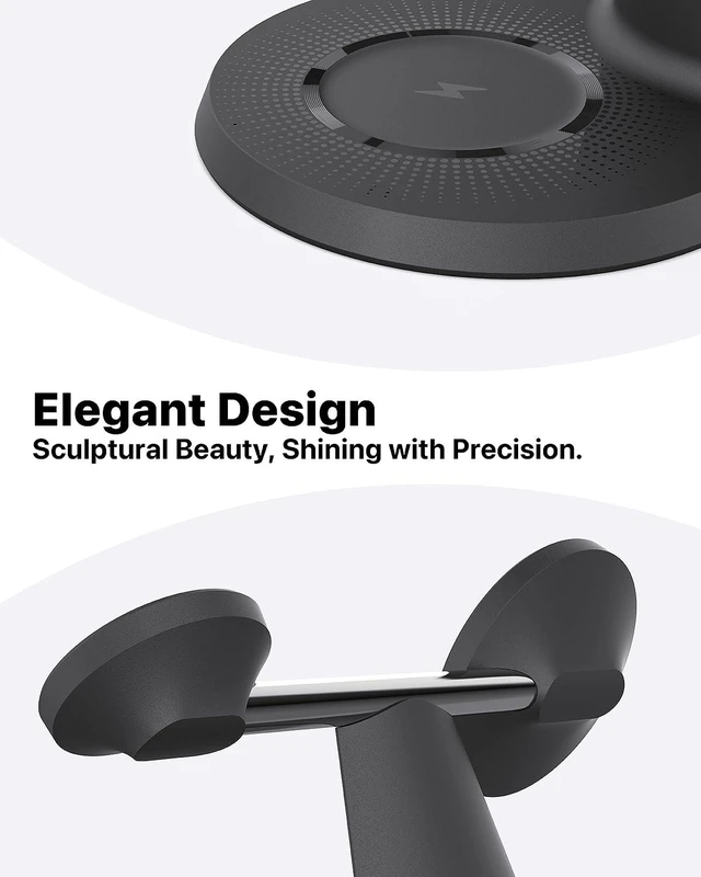 Alt view image 5 of 7 - ZECHIN 3 in 1 Wireless Charging Station for Apple Devices with MagSafe | Charging for iPhone 17/Air/16/15/14/13, AirPods, Apple Watch, Weighted Stable Charging Stand, USB-C Adapter Included