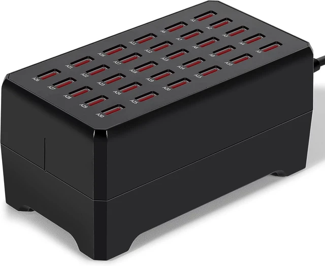 Main image of USB Charging Station,150W 30-Port Multi Smart Safety Fast Charger Station for Phone Tablet Watch Headphone PS, Compact Desktop Charger Home Office Travel