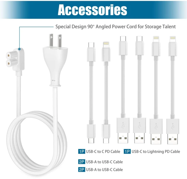 Alt view image 6 of 7 - AGVEE 140W 9 in 1 Multi USB Charging Station Organizer Family Block | With Multi Cables, 3 Wireless Charger Dock for Pad Phone Cell Phone Android Tablet Multiple Devices