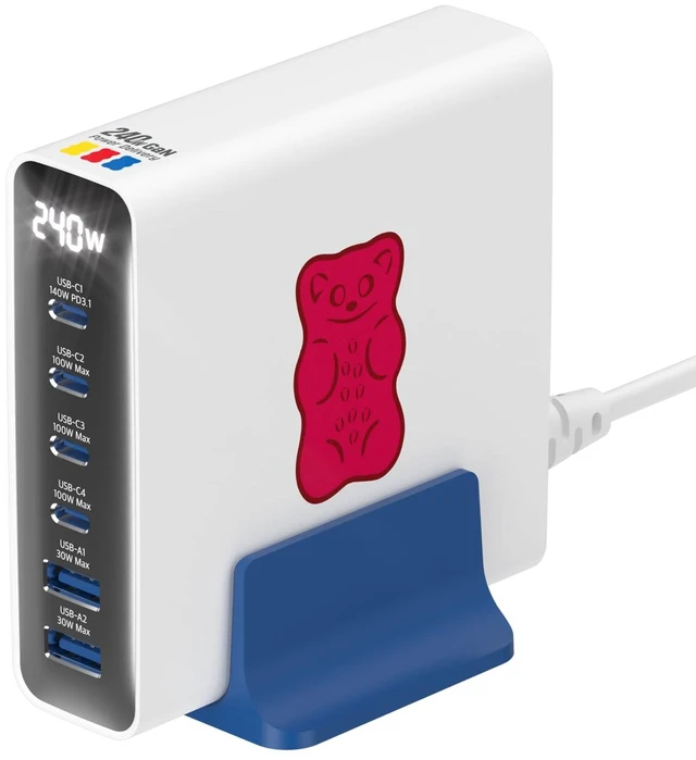 Main image of Haribo 240W GaN Charging Station, 6-Port USB-C & USB-A Charger, PD 3.1 (140W) & QC 5.0, Compatible with MacBook, iPhone, Galaxy, Pixel, iPad, Tablets
