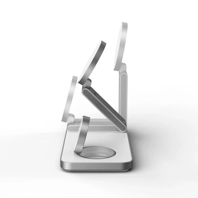 Alt view image 4 of 7 - POUT Hands 7 PRO 3-in-1 Foldable Qi2 15W Wireless Charging Stand, Adjustable Angles, Compatible with MagSafe, for iPhone 1712 Series, AirPods Pro/4/3, Apple Watch Ultra/SE/Series Platinum White