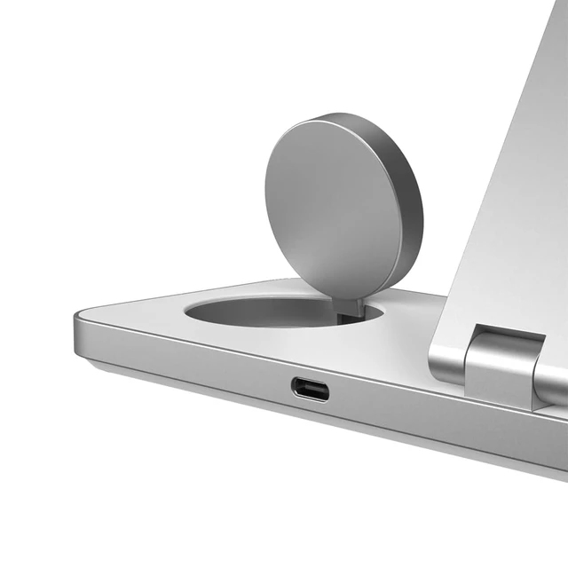 Alt view image 6 of 7 - POUT Hands 7 PRO 3-in-1 Foldable Qi2 15W Wireless Charging Stand, Adjustable Angles, Compatible with MagSafe, for iPhone 1712 Series, AirPods Pro/4/3, Apple Watch Ultra/SE/Series Platinum White