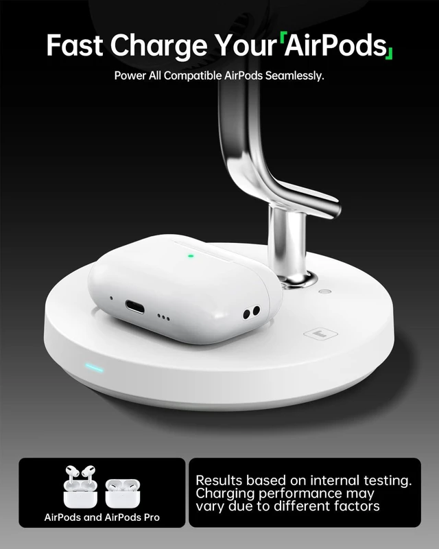 Alt view image 6 of 7 - 3-in-1 Charging Station for Apple Devices, Qi2.2 25W MagSafe /45W Adapter | Qi2.2 certified AirCool cooling dock, fully MagSafe compatible, fast charging, fits iPhone 12-17e-18, Apple Watch & AirPods