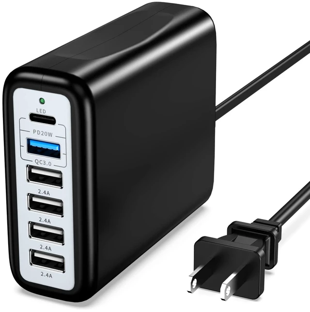 Main image of USB C Charging Station Fast Wall Charger USBC Charging Power Hub for Multiple Device Desktop Charge Block 6 Ports Pd3.0 Rapid Strip Adapter Compatible with iPhone15 iPad Galaxy Smart Cell Phone 100W