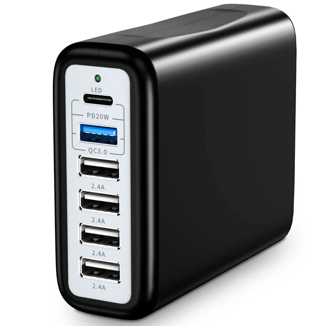 Alt view image 7 of 7 - USB C Charging Station Fast Wall Charger USBC Charging Power Hub for Multiple Device Desktop Charge Block 6 Ports Pd3.0 Rapid Strip Adapter Compatible with iPhone15 iPad Galaxy Smart Cell Phone 100W