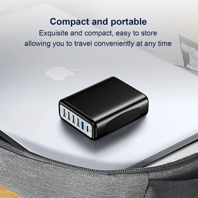 Alt view image 5 of 7 - USB C Charging Station Fast Wall Charger USBC Charging Power Hub for Multiple Device Desktop Charge Block 6 Ports Pd3.0 Rapid Strip Adapter Compatible with iPhone15 iPad Galaxy Smart Cell Phone 100W
