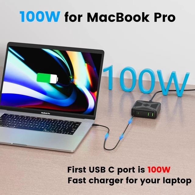 Alt view image 2 of 5 - USB C Charger, 6-Port Fast Charger 200W USB C Charging Station Compatible with MacBook Pro/Air,iPhone 14/13/Mini/Pro/13Pro Max/12 Samsung Galaxy Note