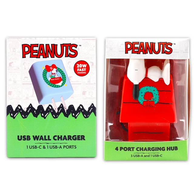 Alt view image 4 of 5 - Peanuts Snoopy Charging Hub Station Bundle with Multi Port Wall Chargers | Peanuts USB Wall Charger, Snoopy 4-Port Charging Hub, Stickers | Decorative Peanuts Wall Charging Station