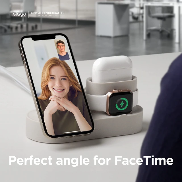 Alt view image 5 of 7 - elago MS2 Charging Station for iPhone, AirPods, Apple Watch | Cables Not Included, Compatible with MagSafe, AirPods Pro 2/1, AirPods 4/3, All Apple Watch Series, Cable Management (Stone)