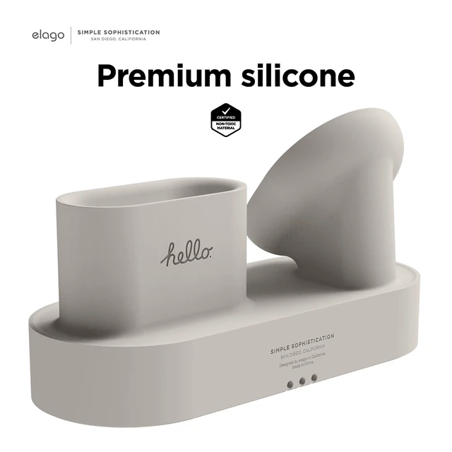 Alt view image 7 of 7 - elago MS2 Charging Station for iPhone, AirPods, Apple Watch | Cables Not Included, Compatible with MagSafe, AirPods Pro 2/1, AirPods 4/3, All Apple Watch Series, Cable Management (Stone)