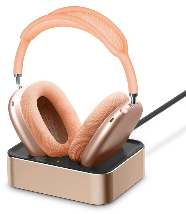 Main image of Headphone Charging Station for AirPods Max 1 & 2 - Magnetic Charger Dock with Lightning & USB-C Connectors, LED Indicator, Easy Drop-in Charging (Orange)