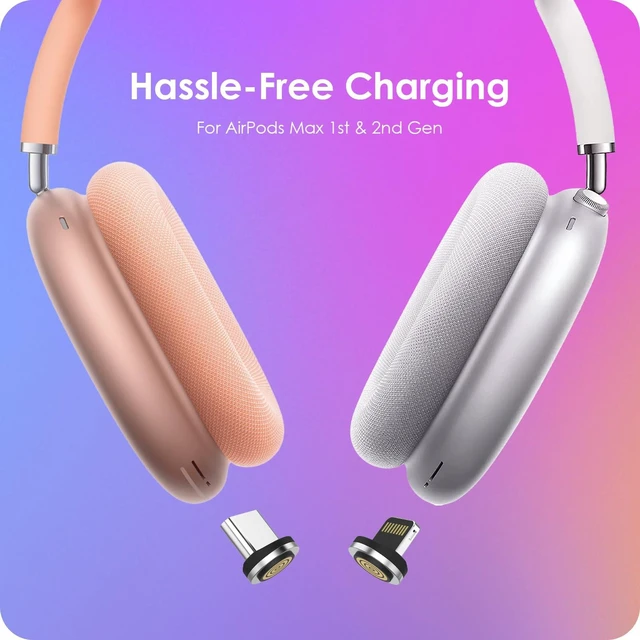 Alt view image 2 of 7 - Headphone Charging Station for AirPods Max 1 & 2 - Magnetic Charger Dock with Lightning & USB-C Connectors, LED Indicator, Easy Drop-in Charging (Orange)