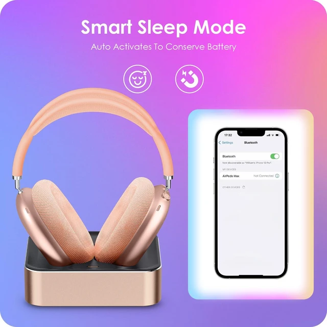 Alt view image 4 of 7 - Headphone Charging Station for AirPods Max 1 & 2 - Magnetic Charger Dock with Lightning & USB-C Connectors, LED Indicator, Easy Drop-in Charging (Orange)
