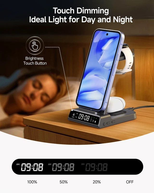 Alt view image 5 of 7 - Charger for Google Pixel Watch 3/2 (Not for Pixel Watch 4/1), 3 in 1 Wireless Charging Station for Google Pixel 10a/10 Pro/10/9a/9 Pro/9/8/7, for Pixel Buds Pro 2/Pro, SwanScout C01G2