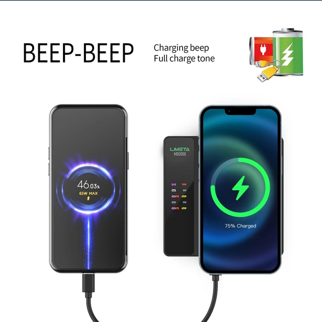 Alt view image 6 of 7 - LIMETA MD200X 200W Desktop Charging Station, 5-in-1 Smart USB C Charger with 140W PD 3.1 and Wireless Charging Pad for Laptop, Tablet, Phone & Earbuds Home Ofiice