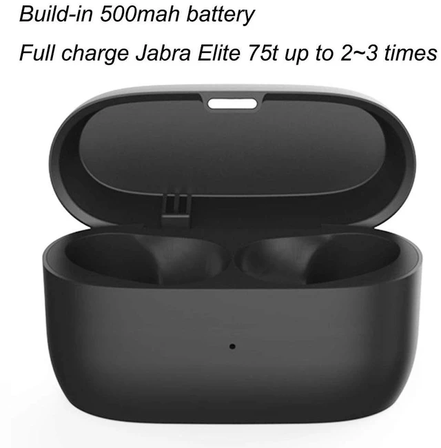 Alt view image 3 of 13 - EXMRAT Charging Case for Jabra Elite 75t, Replacement Charger Cradle Station Charge Box for Jabra Active 75t (700mah, Black)