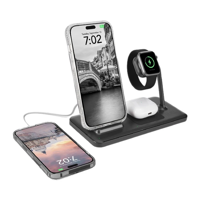 Alt view image 8 of 12 - FUEL 4in1 Fast Wireless Charging Station for Multiple Devices -Portable iPhone Charger w/ Adapter -3 Charging Pads 1 USB-C Port for iPhone 17 Pro Max/16/15 Apple Watch 11/10(Charger Included) AirPods