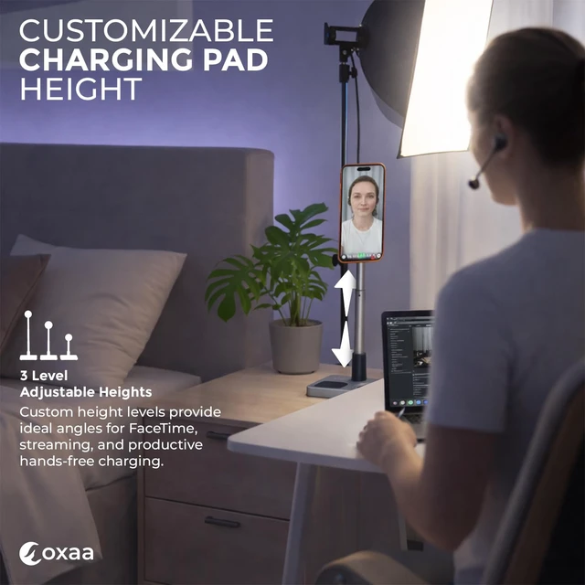 Alt view image 6 of 9 - Telescopic 3-in-1 i Watch Charger Stand with i Phone Charger Fast Charging, Wireless Charging Station, and Wireless Charger for iOS Devices