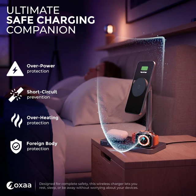 Alt view image 7 of 9 - Telescopic 3-in-1 i Watch Charger Stand with i Phone Charger Fast Charging, Wireless Charging Station, and Wireless Charger for iOS Devices