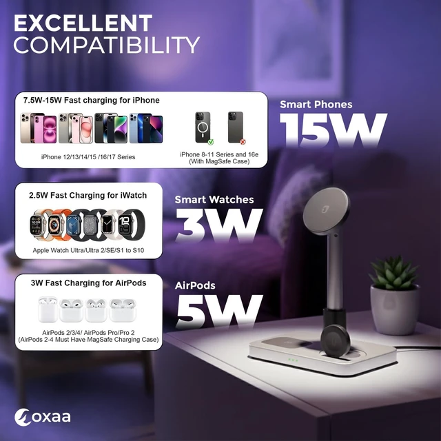 Alt view image 9 of 9 - Telescopic 3-in-1 i Watch Charger Stand with i Phone Charger Fast Charging, Wireless Charging Station, and Wireless Charger for iOS Devices