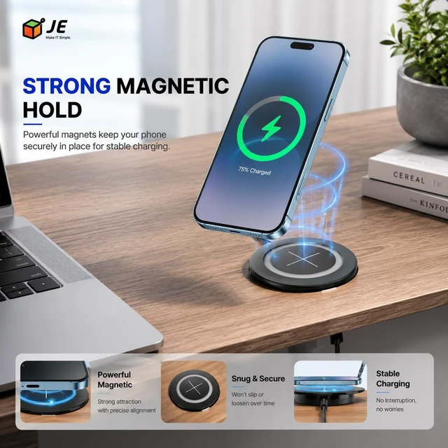 Alt view image 13 of 14 - Magnetic Wireless Charging Station for Furniture, Desk Wireless Charger Fast Wireless Charger Pad, 15W Flush Mount Charging Dock for iPhone 17/16/15/14/13/12 Series, AirPods Pro/Pro 4/3/2 (Black)