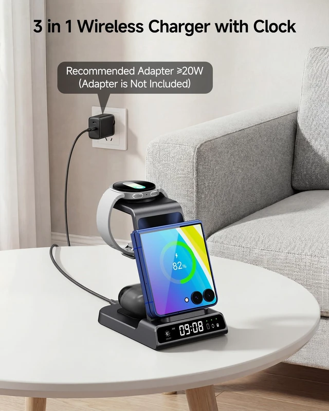 Alt view image 10 of 14 - SwanScout Charger Stand for Samsung Galaxy Z Flip 8/7/7 FE/6/5/4/3 | (Not for Galaxy Watch 9/Ultra 2) Charger for Galaxy Watch 8/8 Classic/Ultra/7/6/6 Classic/5/4, Galaxy Buds 4 Pro, No Adapter