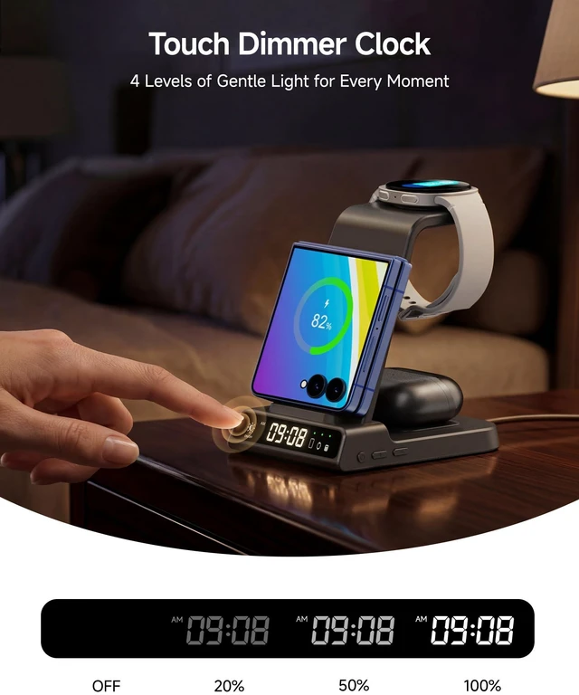 Alt view image 13 of 14 - SwanScout Charger Stand for Samsung Galaxy Z Flip 8/7/7 FE/6/5/4/3 | (Not for Galaxy Watch 9/Ultra 2) Charger for Galaxy Watch 8/8 Classic/Ultra/7/6/6 Classic/5/4, Galaxy Buds 4 Pro, No Adapter