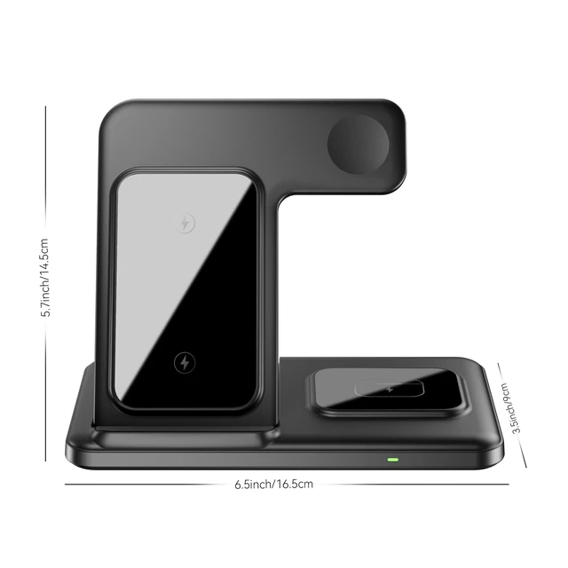 Alt view image 9 of 10 - SCS 3-in-1 Wireless Charging Station for iPhone, Apple Watch & AirPods