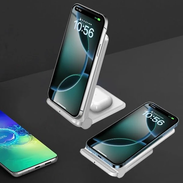 Alt view image 9 of 14 - 2 in 1 Wireless Charger,Foldable 20W Fast Wireless Charging Stand Compatible with iPhone 16/16 Pro/15/14/13/12/X/AirPods,Dual Phone Induction Charge Station for Samsung,Pixel,Xperia,LG(No Plug)