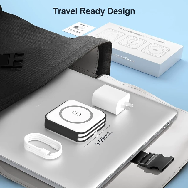 Alt view image 14 of 14 - UCOMX Wireless Charging Station for Apple, 3-in-1 Magnetic Foldable Charger | Portable MagSafe Travel Charger for iPhone 18 17 16 15 14 13 12 Pro Max, Watch & AirPods, Bedside Office Stand