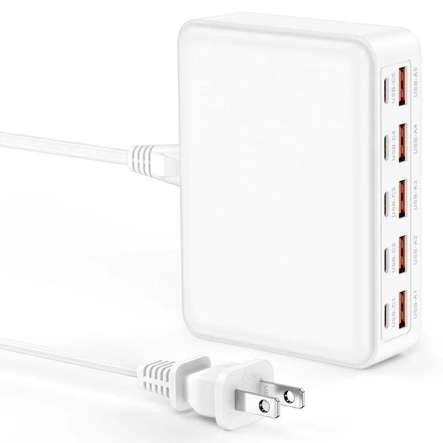 Alt view image 8 of 14 - 70W USB Charging Station for Multiple Devices, 10-Port Desktop Charger Hub | 10 in-1 Power Adapter Type-C & USB-A Charger Block for iPhone 18 Pro Max/18 Pro, 17 Pro Max/17 Pro/17 Air/17e, 16/15, iPad