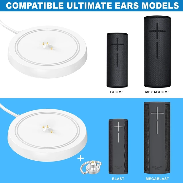 Alt view image 10 of 14 - Soarking Power Up Charging Dock Compatible with Ultimate Ears UE Boom 3/Megaboom 3/Blast/Megablast(Wall Charger and 5 Feet Cable Included) White(Not for Boom4/Megeboom 4)