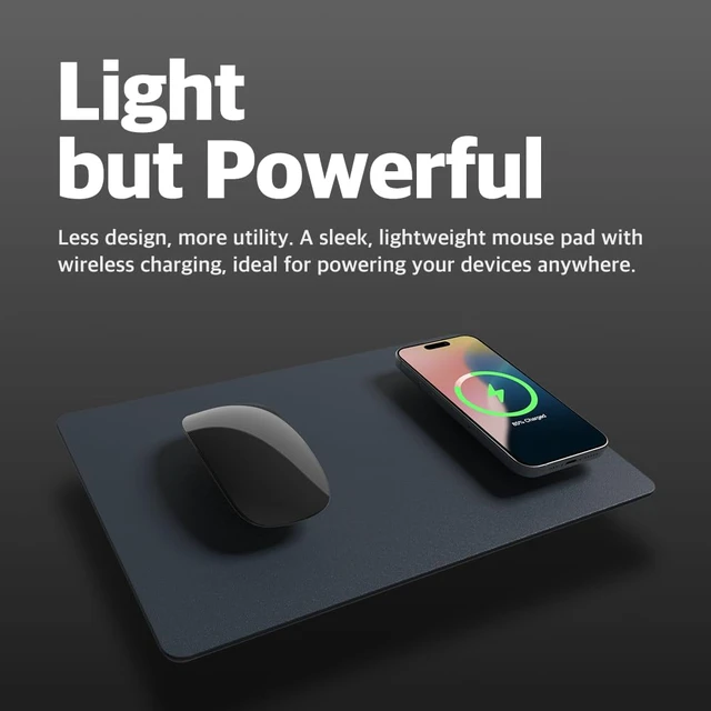 Alt view image 9 of 14 - POUT H3 - Portable Qi Wireless Charging Mouse Pad Mat for Laptops Charges w/iPhone, Airpod, Samsung Galaxy (Midnight Blue)