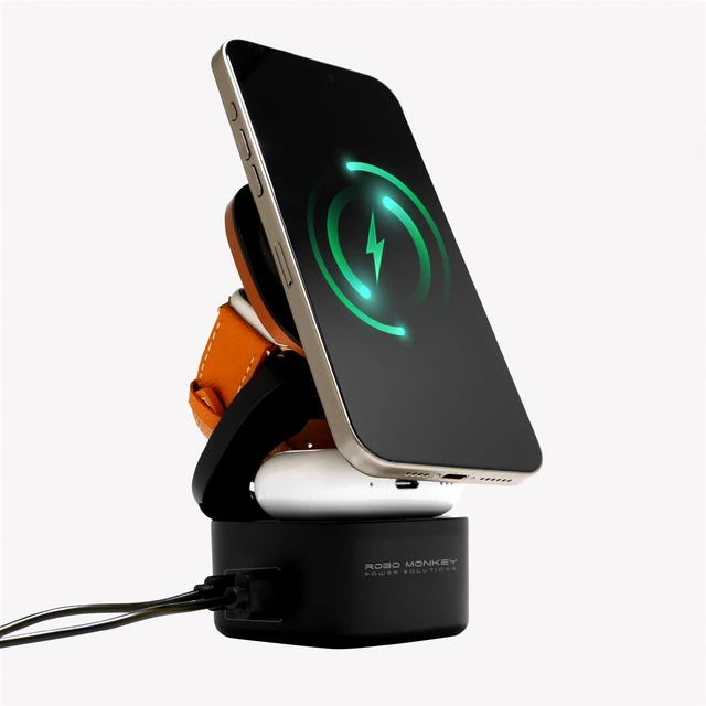Main image of ROBO MONKEY 65W Power Cube Charging Station Wireless GaN Fast Charger for Multiple Devices iPhone Apple Watch AirPods MacBook Android