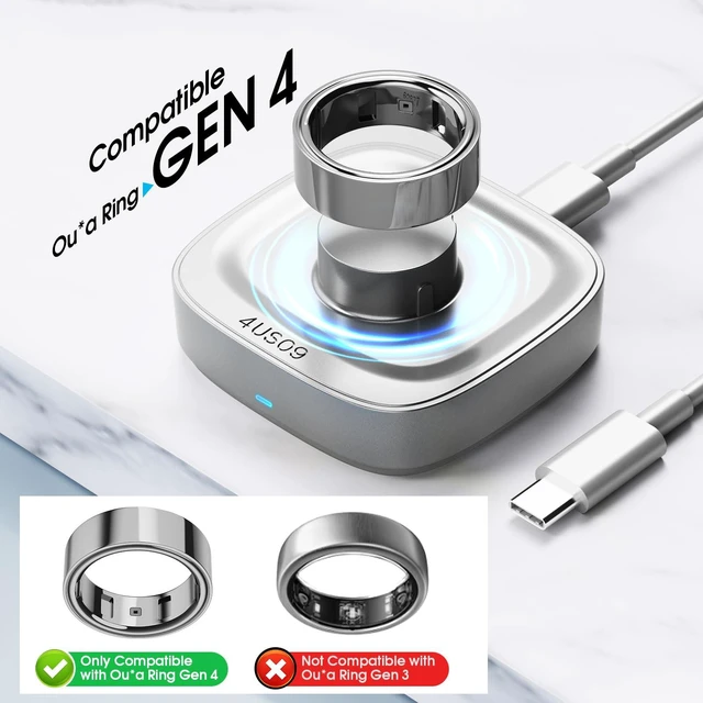 Alt view image 2 of 7 - Compatible with Oura Ring Gen 4 Charger - Size 11 | Portable Replacement Fast Charging Dock with USB-C Cable for Smart Ring