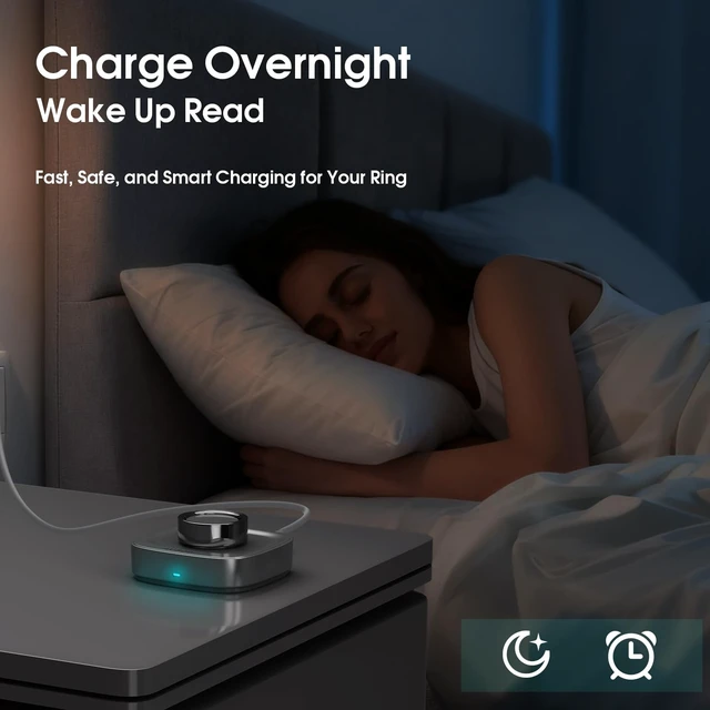 Alt view image 7 of 7 - Compatible with Oura Ring Gen 4 Charger - Size 11 | Portable Replacement Fast Charging Dock with USB-C Cable for Smart Ring
