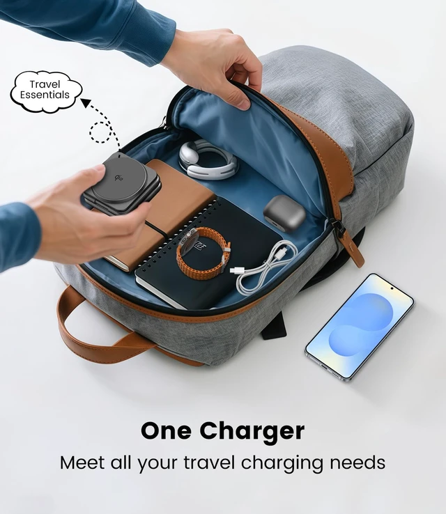 Alt view image 4 of 7 - KU XIU Qi2 3 in 1 Charging Station for Samsung | Aluminum Alloy Foldable 15W Wireless Charger for Galaxy S26 S25 Series, Fast Charger for Galaxy Watch Ultra, for Galaxy Buds