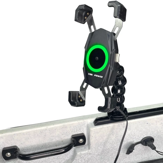 Alt view image 2 of 7 - Yak Power 12V 15W Wireless Phone Fast Charger with Gooseneck Mount | 15W fast wireless charging with 360-degree adjustable gooseneck mount, one-hand operation, 12V input kayak boat UTV